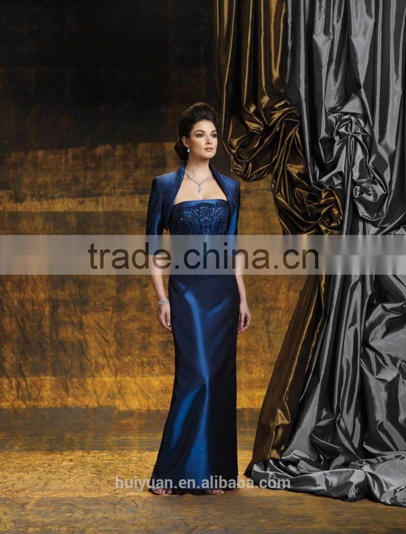 Satin long sleeve blue evening gown models