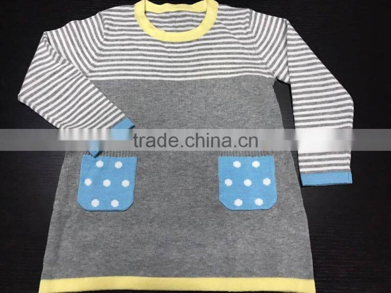 Custom factory directly girls stylish knitted pullover sweater 2017, sweater pullover dress (BKN28)