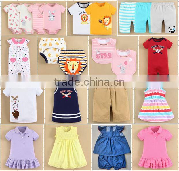MOM AND BAB 2015 Baby Clothes Set 100% Cotton Embroidery Baby Romper Gift Set 4in1