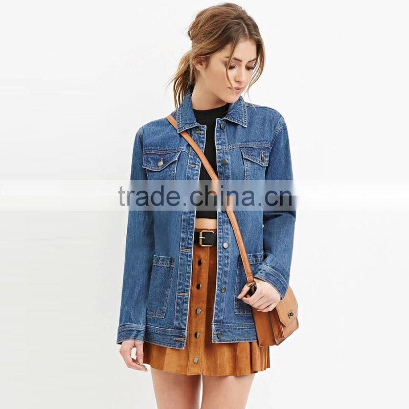 new hot sale plus size women plain denim jacket