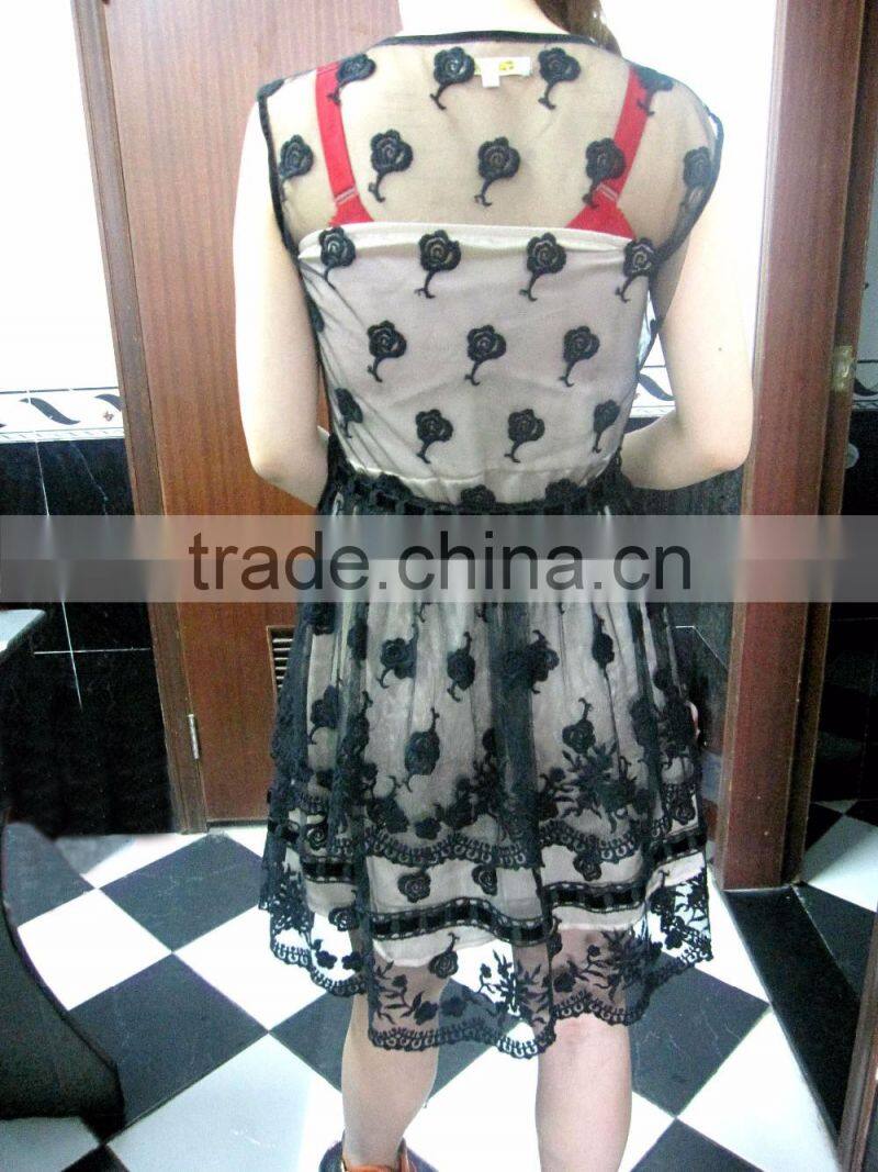 black embroidery lady's dress style