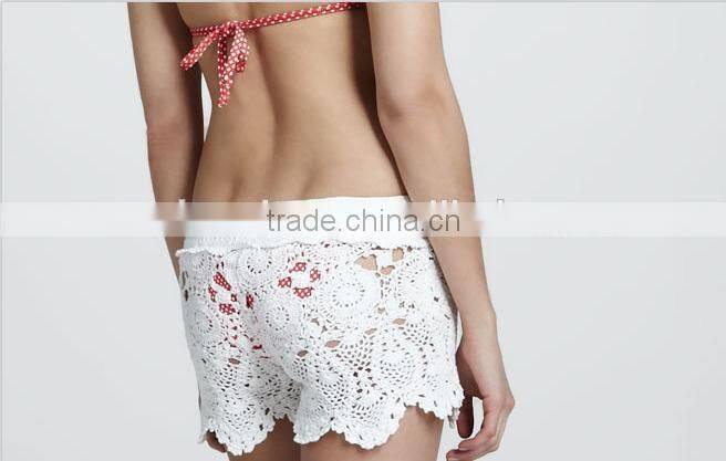 white crochet trousers