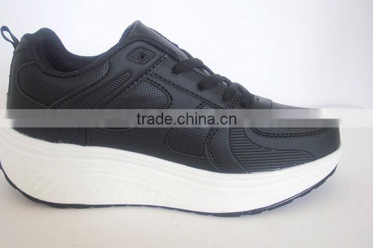Good supplier PU outsole black upper women shoes with white sole