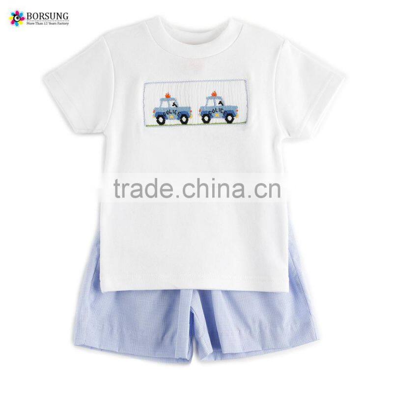 Cartoon embroidery Children Boys Clothing Set Short sleeve Kids Boys Clothes