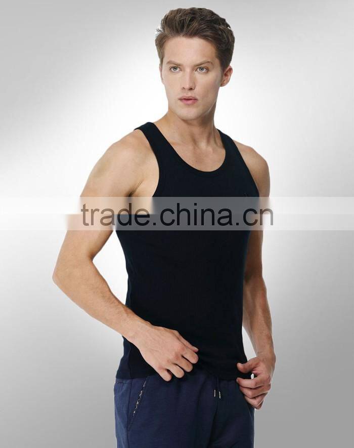 100%Cotton fitness black gym vest for men