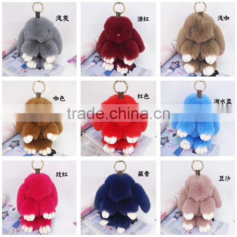 New design Rabbit Faux Fur Doll Hare Bunny Keychain Holder Keyring Women Bag Pendant Giftt15cm and 19cm Fmq-45