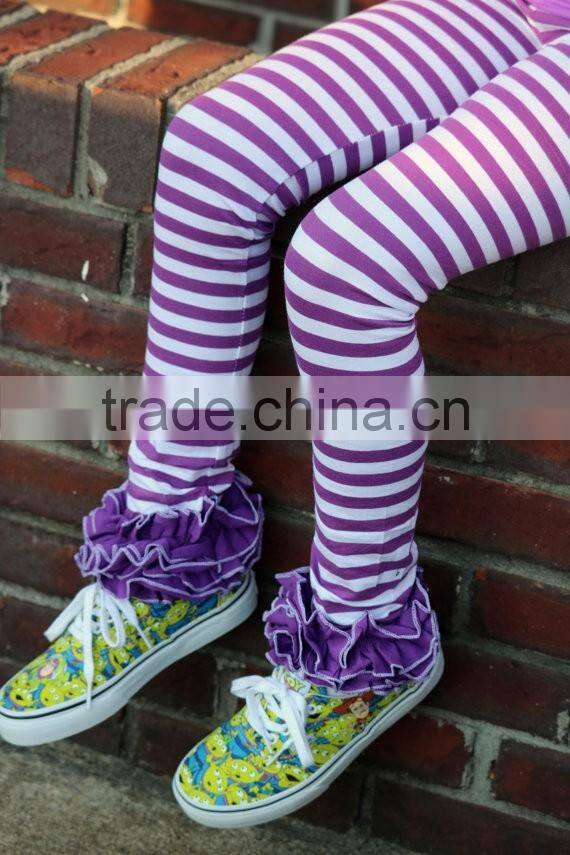 Toddler Girls 95% Cotton 5% Spandex Icing Legging Purple And White Striped Pants