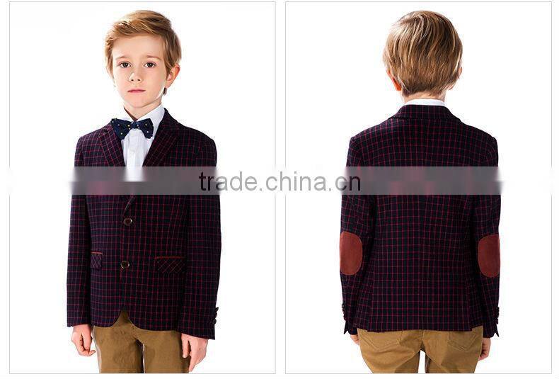 ELPA 2016 Style NXB0025 Boy Gender Plus Size check boy blazer with Red Elbow Patch