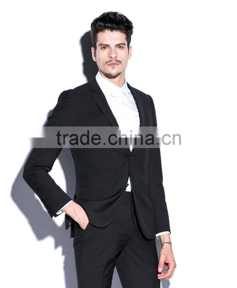 Juqian OEM Wholesale Slim Fit Classic Design Trendy Man Business Suits Black