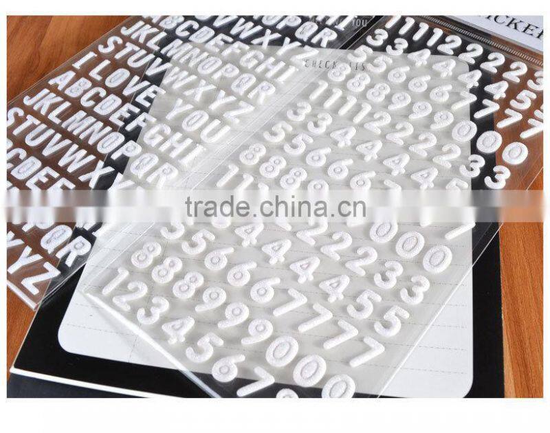 custom cheap adhesive sticker Alphabet / Number shape glitter sticker Children DIY sticker