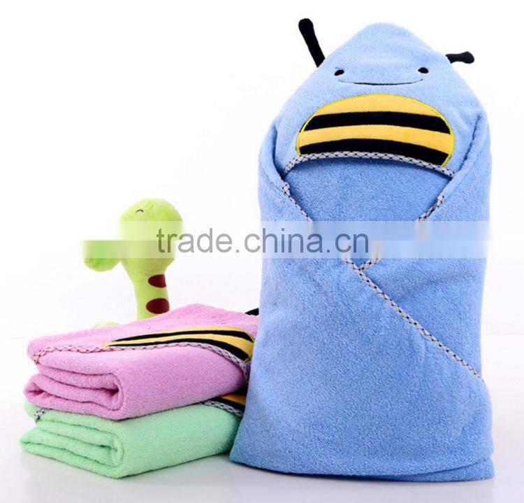 Absorbent terry hooded baby bath towel