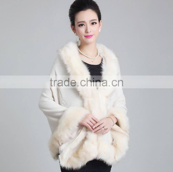 Winter lady black faux fur shawls