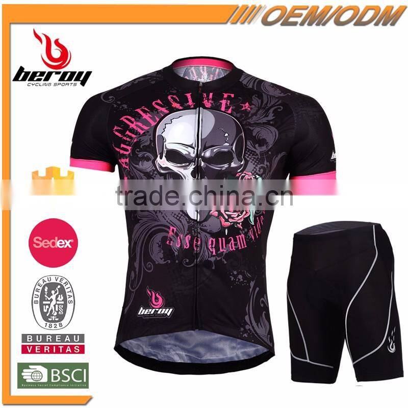 BEROY custom downhill bike cycling clothing short sleeve suit for men,pattern of skull