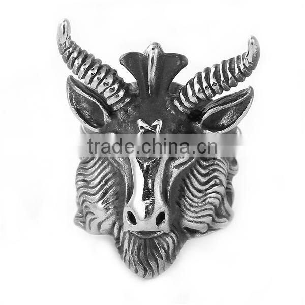 Titanium Steel Unadjustable Rings Antique Silver Sheep
