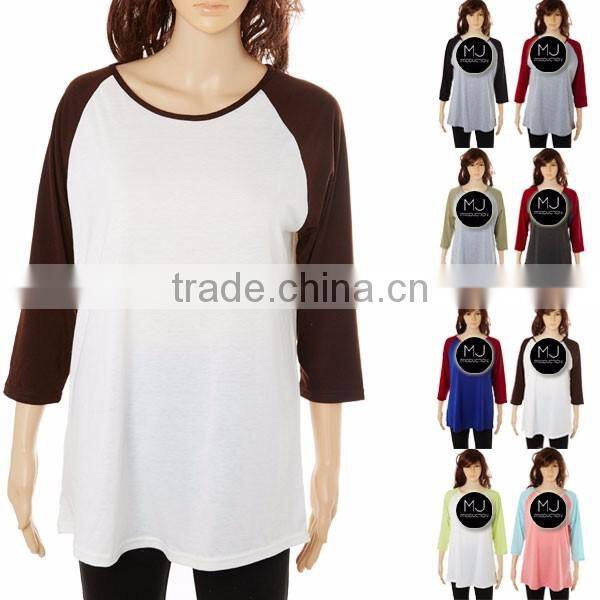 Wholesale 3/4 sleeve unisex raglan shirts