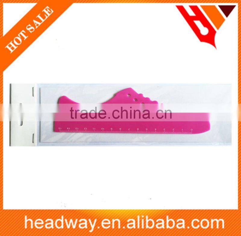 top selling school and office stationery different shaped cartoon plastic ruler 15cm