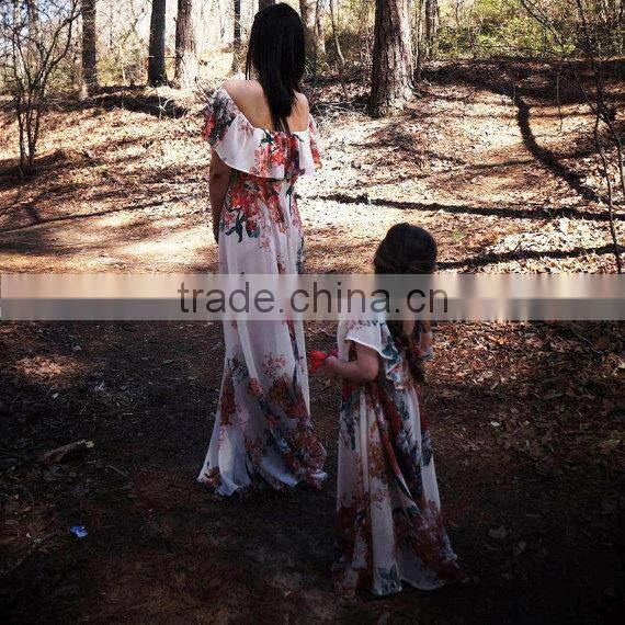 mommy and me maxi dresses chiffon flower print ladies dresses for women