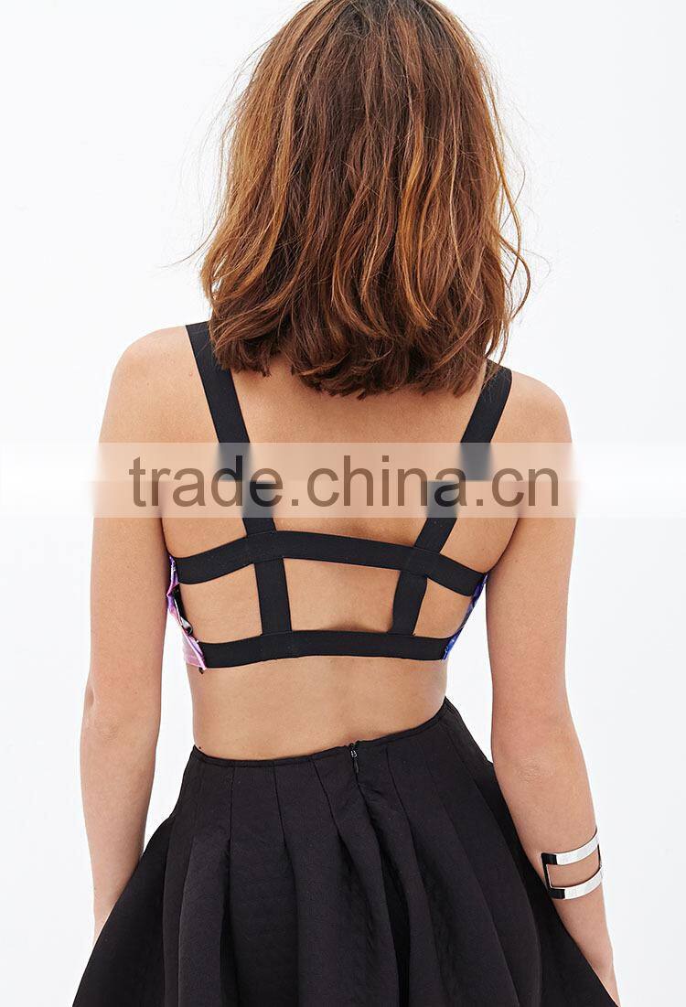Tie-Dye Caged Crop Top Ladies Wholesale Crop Tops