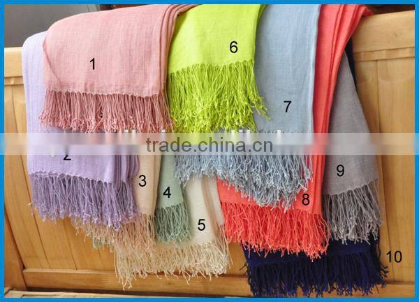 High quality solid colour lady's fashionable linen scarf
