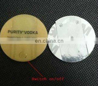gift drink promotion flashing sticker led coaster with switch on back