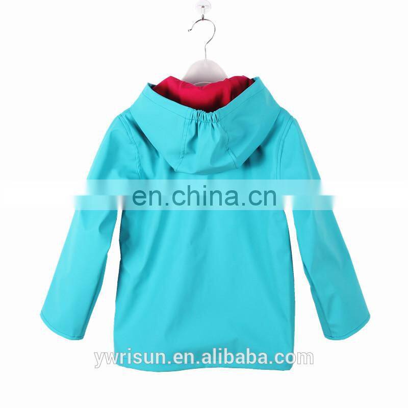 PUKR17001 Wholesale Kids Raincoat Children Sky Blue PU Raincoats For 2-10 Y