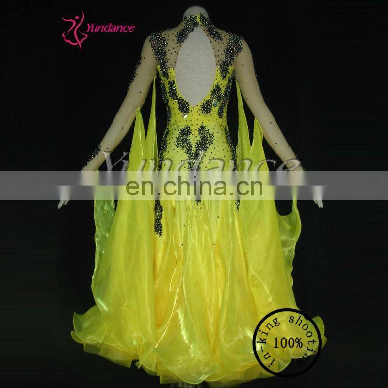 High-end Sexy Elegant Dancing With The Stars Dresses Yellow B-1152