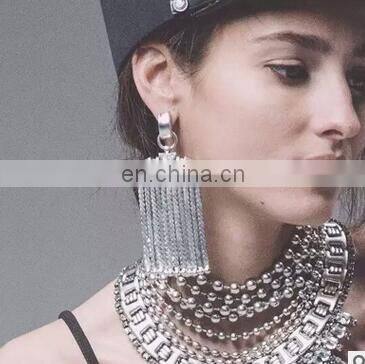 Punk Fashion Rivet Vintage Enthic Bohemia Metal Chain Drop Dangle Tassel Earrings Antique Gold Silver Statement Jewelry