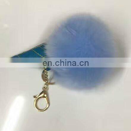 hot selling Christmas gift Cute pineapple Fur Key Chain Pom Pom Car key Ring