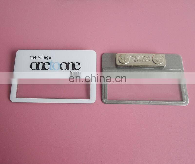 2017 rectangle shape name badge for hotel staff metal name plate