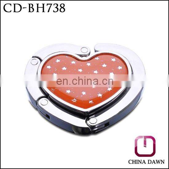 Simple heart shape colored painting bag hook with stars
