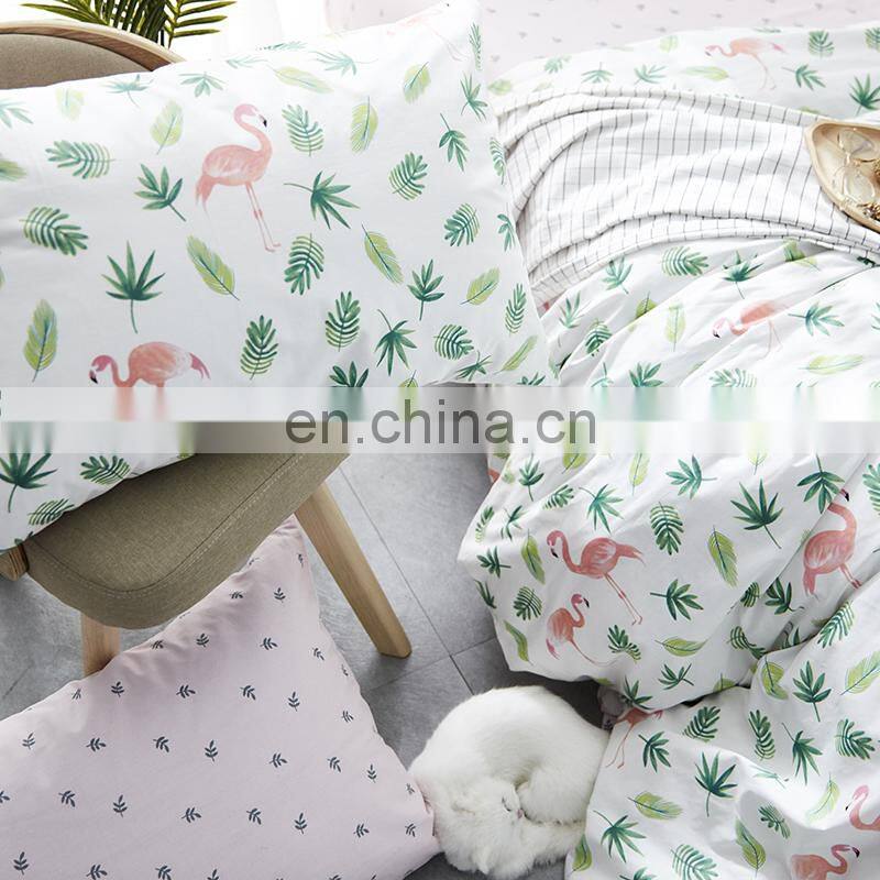 i@home Whole sale modern 100% cotton modern bedding sets linen sheets duvet cover with flamingo delicate pattern for living room