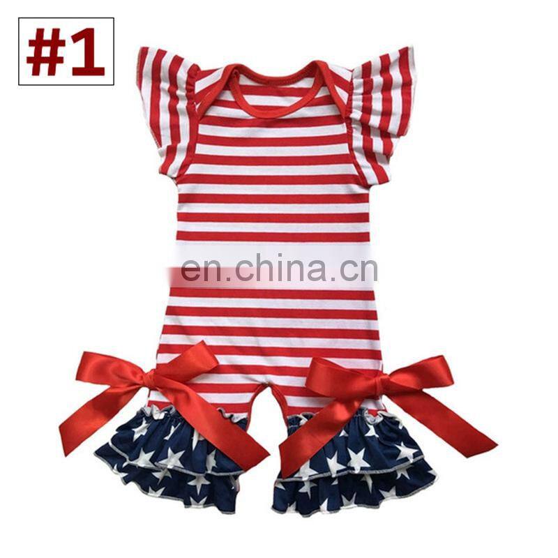 Baby Boutique cotton Rompers Toddler Girl Spring Summer Flutter Sleeve baseball football print Jumpsuit