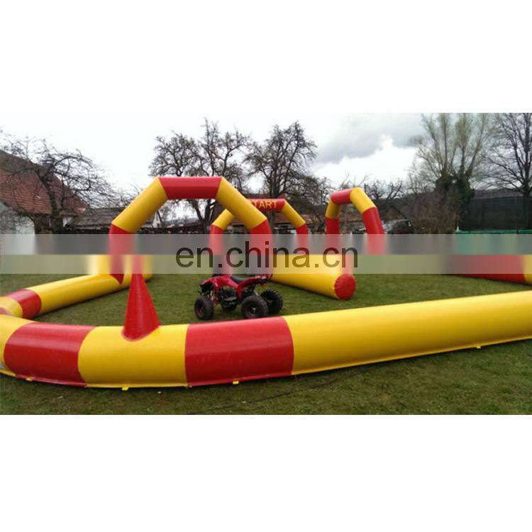 Commercial sport games bumper cars speedway racing track inflatable go kart zorb ball race track for sale