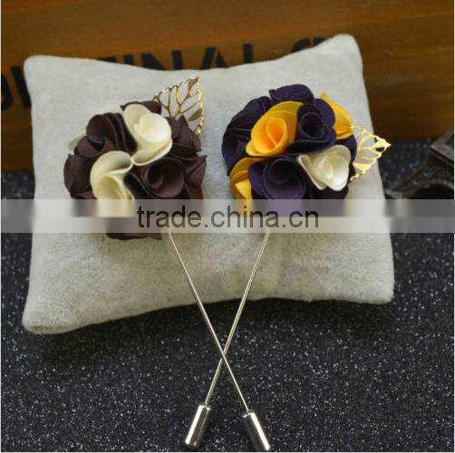 Men Suit Floral Lapel Pin of Brooches Fabric Floral Men Wedding Brooch Bouquet