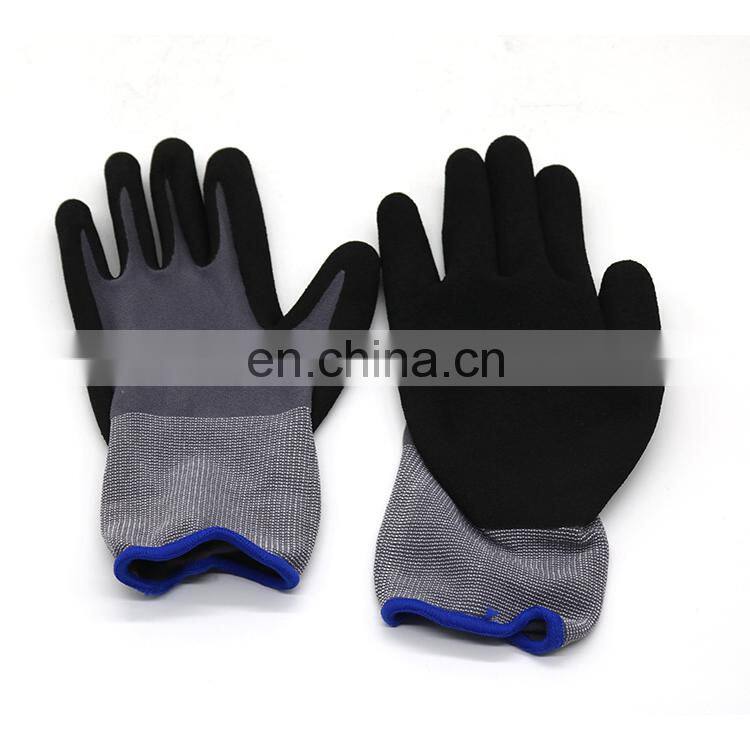 Safety Work Application and Nitrile Coated Surface Black Nitrile Gloves