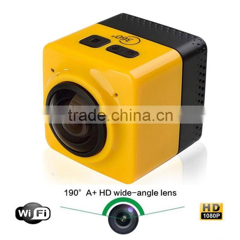 2016 Newest Panorama Action Camera 360x190 Degree with WiFi for Android IOS APP Preview & Playback - Cube 360