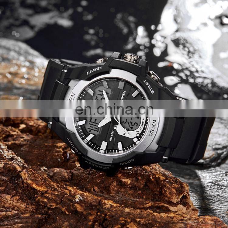 OHSEN AD1901 Men Fashion Multi-function Calendar Date Digital Quartz Watch Silicone Strap Male Sports Hands Watches