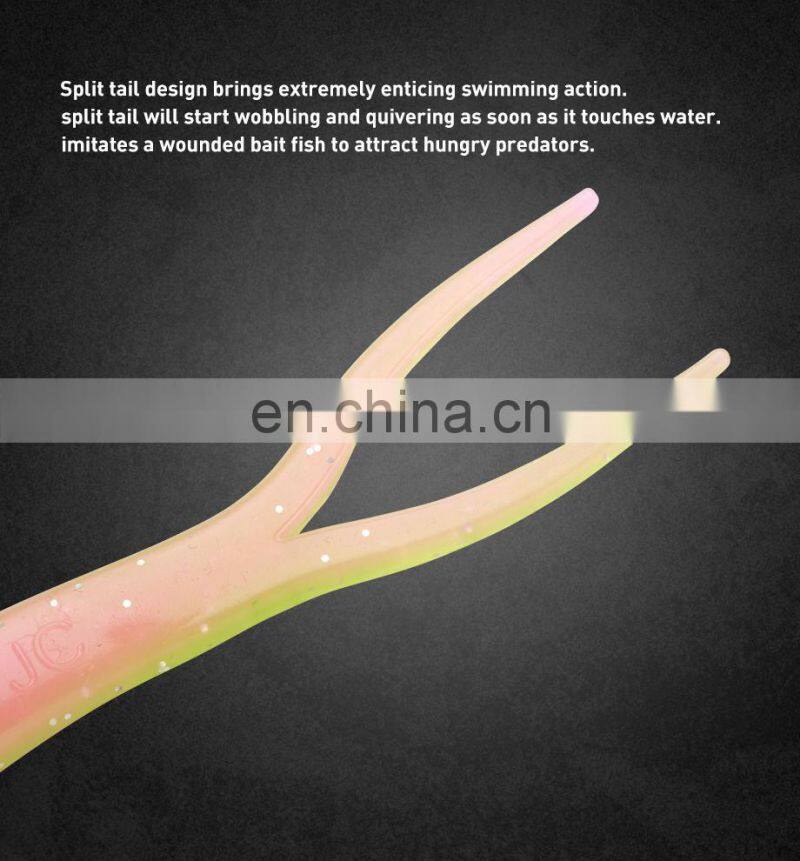 JOHNCOO 3pcs Floating TPE Soft Bait Custom Fishing Lure 180mm V-shape Split Tail Swimbait Worm Freshwater Fishing