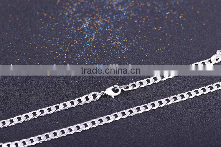 simple design fashion jewelry rhodium plated cheap short chain necklace