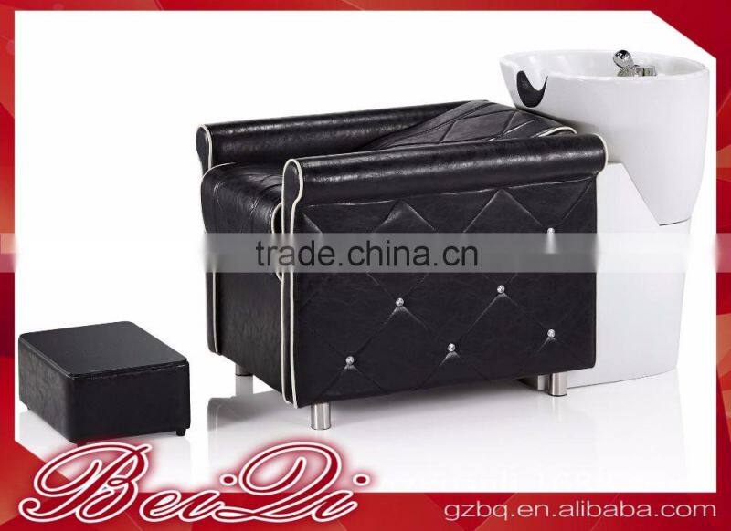 Beiqi New Design Superior Hair Salon Washing Units Massage Shampoo Chair with Stainless Steel Handrail for Sale