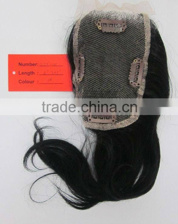 100% human hair silk PU base top lace front closure hair pieces