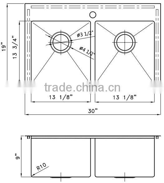 Commercial stainless steel double sink