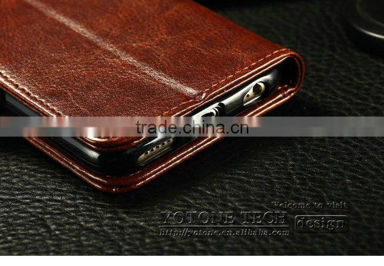 2016 Wholesale PU leather smart phone real leather phone cover for Iphone 6 wallet case