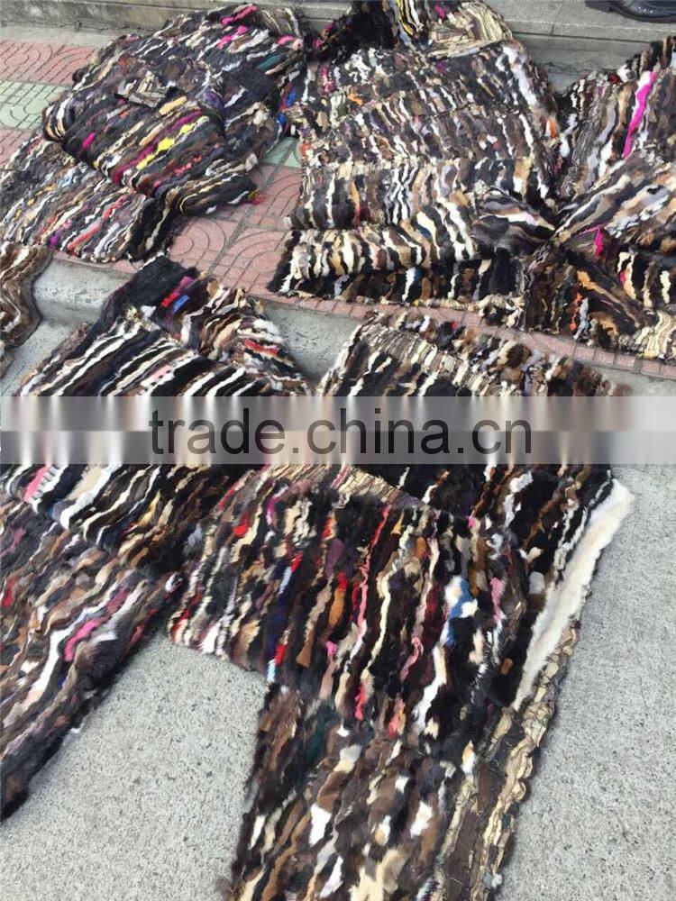 Multicolor Genuine Mink Fur Skin Plate Real Fur Blanket