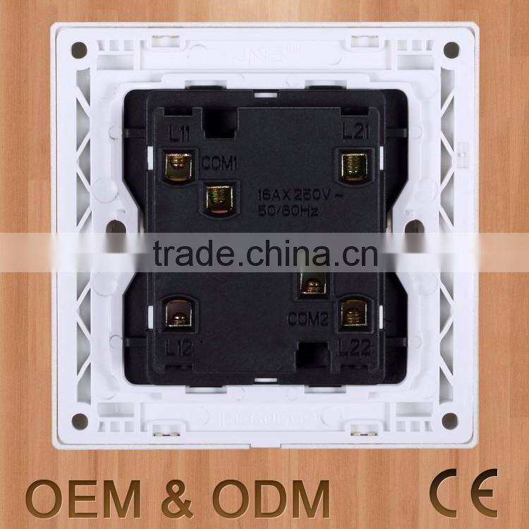 China make hight quality two gang one way two way big button gang switch with fruorescent indicator