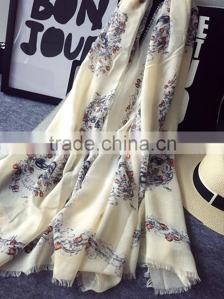 Fashion Personalized Skull Printing Women Cotton Scarves and Shawls