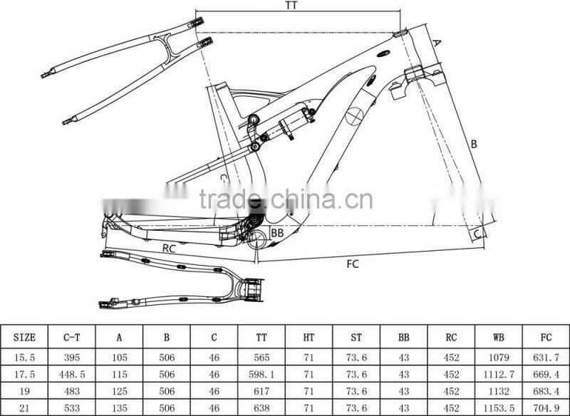 29er full suspension carbon frame, full suspension mtb carbon fiber frame, mtb carbon frame