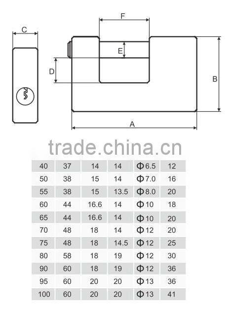 Rectangular Heavy Duty Brass Padlock and Key
