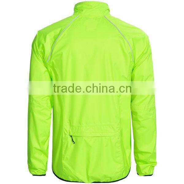 2015 fluorescent green wholesale waterproof cycling jacket