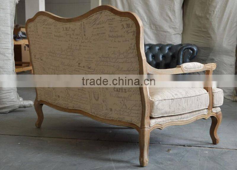 French country style wooden linen fabric cover sofa armchair